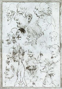 Sheet Of Caricatures — Annibale Carracci, Baroque