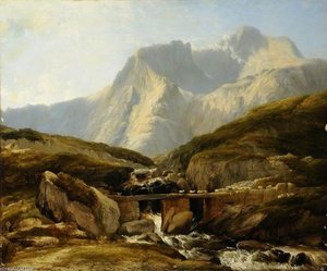 Landscape, Sheep Crossing A Bridge — Frederick Richard Lee