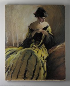 Study In Black And Green (oil Sketch) — John White Alexander