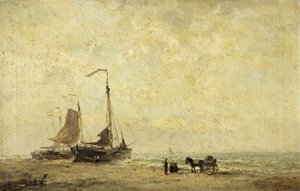 Dutch Seascape With Fishing Boats — Jan Van Der Linde