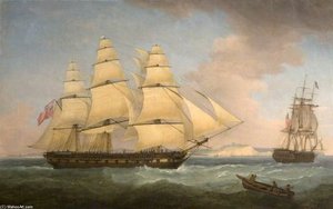 A Portrait Of An East Indiaman Off Dover, Kent — Thomas Whitcombe