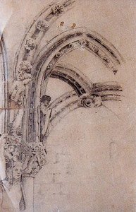 Sketch Of The Vault Of The Portico De La Gloria — Ovidio Murguía De Castro