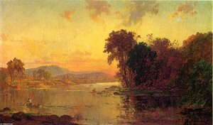 Fisherman In Autumn Landscape — Jasper Francis Cropsey