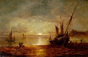 Boat On Beach, Sunset — John Moore Of Ipswich