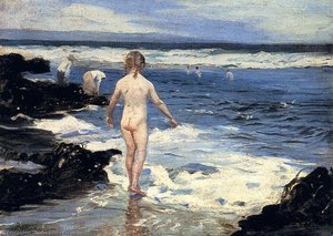Children Playing At The Beach — Correa Benito Rebolledo