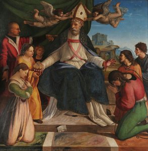 St. Nicholas Of Bari On The Bishop’s Throne — Andrea Da Salerno