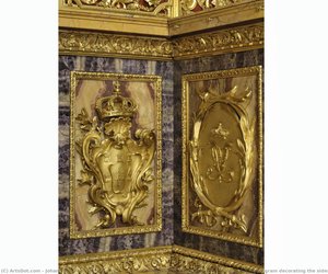 Gilt Metal Coat Of Arms And Royal Monogram Decorating The Sides Of The Altar, Chapel Of Saint John The Baptist — Johann Friedrich Ludwig Heinrich August Riedel