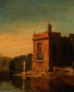 A Lake With A Pavilion And A Statue, Italy — Richard Wilson, Romanticism