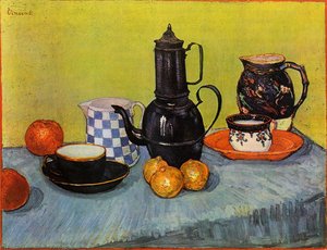 Still Life: Blue Enamel Coffeepot, Earthenware And Fruit — Vincent Willem Van Gogh