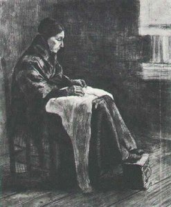 Woman With Shawl, Sewing — Vincent Willem Van Gogh