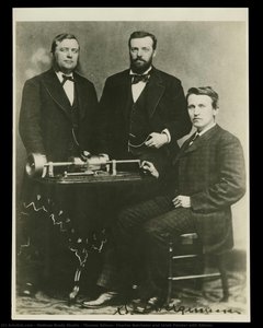 Thomas Edison, Charles Batchelor And Uriah Painter With Edison — Mathew Brady Studio