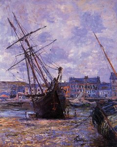 Boats Lying At Low Tide At Facamp — Claude Monet