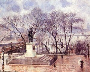 The Raised Terrace Of The Pont-neuf, Place Henri Iv: Afternoon, Rain — Camille Pissarro