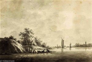 A View Of Diest On The River Maas — Nicolaas Wicart