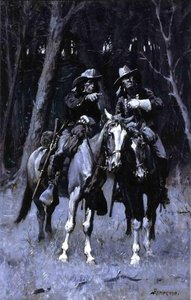 Cheyenne Scouts Patrolling The Big Timber Of The North Canadian, Oklahoma — Frederic Remington