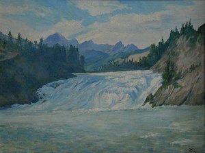Bow Falls On Bow River, (painting) — Mary Agnes Yerkes