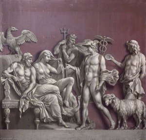 Mercury Delivering A Message To Jupiter And Juno, With Neptune In Attendance (from An Antique Relief In The Museo Angelonio) — Francis Hayman, Neoclassicism