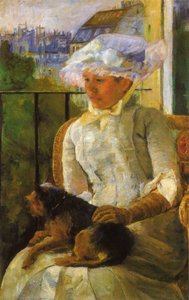 Susan On A Balcony Holding A Dog — Mary Stevenson Cassatt