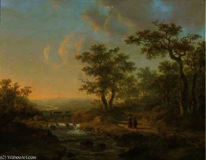 A Peasant Woman And Child On A Wooded Path By A Forest — Willem De Klerk
