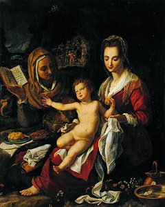Vierge A L'enfant Avec Sainte Elisabeth — Alessandro Allori