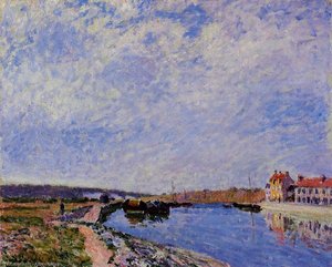 The Barge Port And Saint Mammes — Alfred Sisley, Impressionism