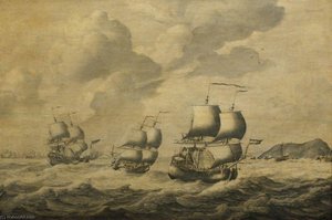 Dutch Ships Driving Before A Gale — Adriaen Van Salm