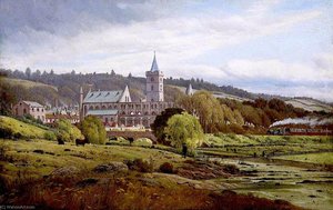 Dunblane Cathedral From The North West With A Steam Train — James M Robert Greenlees