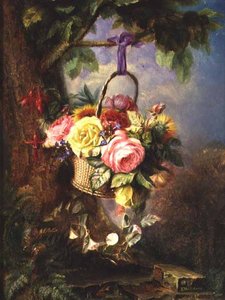 Basket Of Roses With Fuschia — Edward Charles Williams