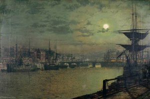 Baiting The Lines, Whitby — John Atkinson Grimshaw