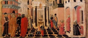 Three Scenes From The Life Of St. Benedict 1 — Francesco Di Giorgio Martini, Early Italian Gothic
