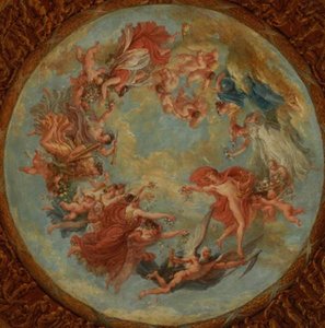 Plafond du Grand théâtre de Marseille, APOLLON et les Muses jetant des fleurs sur le Temps