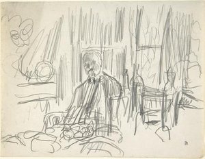A Man With A Moustache Seated In A Dining Room — Pierre Bonnard