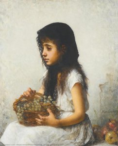 Young Girl With Grapes — Alexei Alexeievich Harlamoff