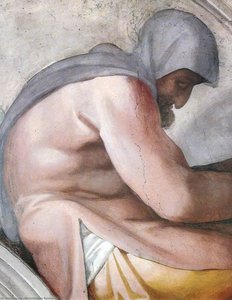 Hezekiah - Manasseh - Amon (detail) — Michelangelo Buonarroti