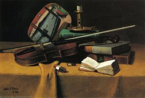 Violin, Fan And Books — John Frederick Peto