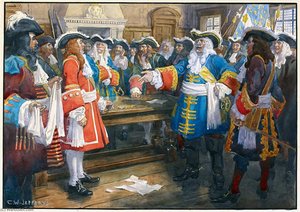 Frontenac Receiving The Envoy Of Sir William Phipps Demanding The Surrender Of Quebec, 1690 — Charles William Jefferys