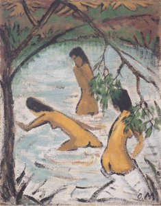 Drei Badende Im Wasser — Otto Mueller