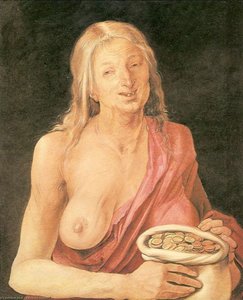 Old Woman With A Bag Of Coins — Albrecht Dürer