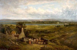 Menlough Castle, Galway, Ireland — David Cox The Elder, Birmingham School
