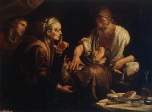 Isaac Blessing Jacob — Gioacchino Assereto, Baroque Painting