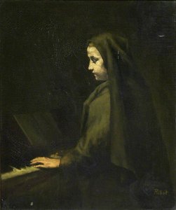 A Woman At The Piano — Theodule Augustine Ribot