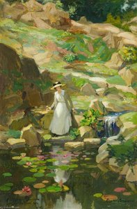 Lady Barber In Her Rock Garden — Nestor Cambier
