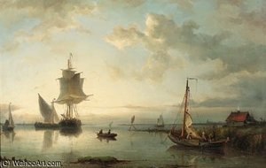 A River Estuary At Dawn — Nicolaas Riegen