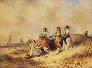 A Promenade By The Sea — Eugène Louis Gabriel Isabey