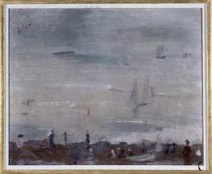 Sur la plage, Dieppe, impression mer grise
