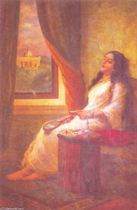 In Contemplation - — Raja Ravi Varma