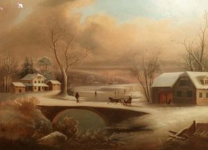 Newburgh Winter Scene, (painting) — Joseph H Hidley