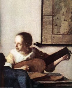 Woman With A Lute Near A Window (detail) — Johannes Vermeer, Baroque