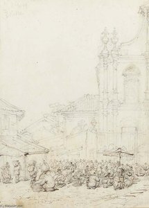 A Market In Front Of São Domingos Church, Macao — George Chinnery