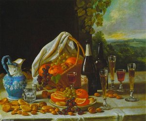 Still Life With Wine And Fruit — John F Francis